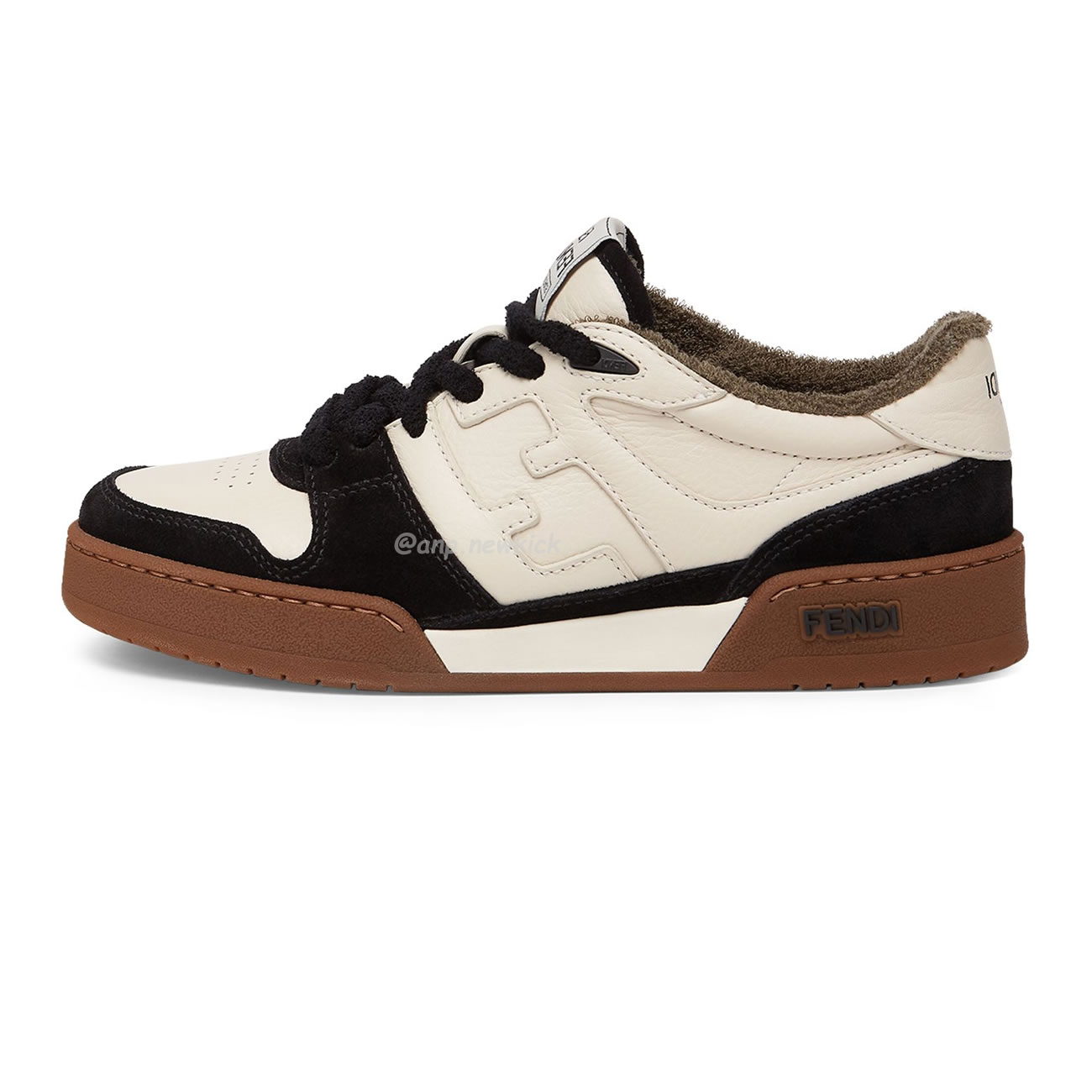 Fendi Match Cream Black White Suede And Leather Low Top Sneakers (13) - newkick.cc